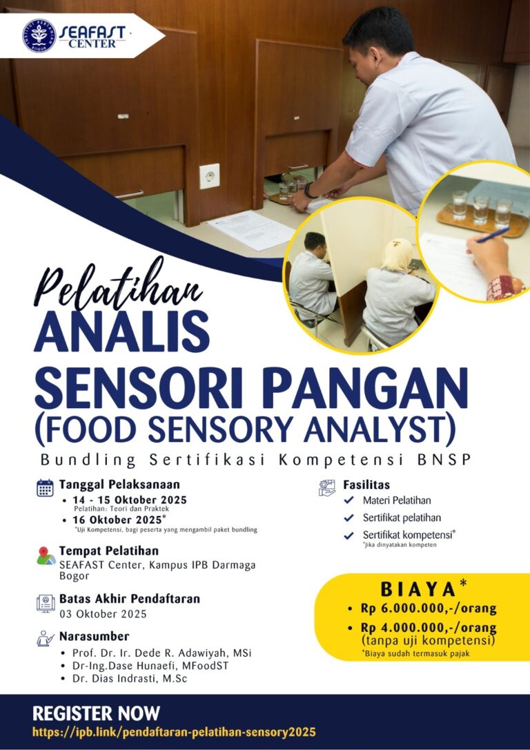 Pelatihan Analis Sensori Pangan (Food Sensory Analyst)
